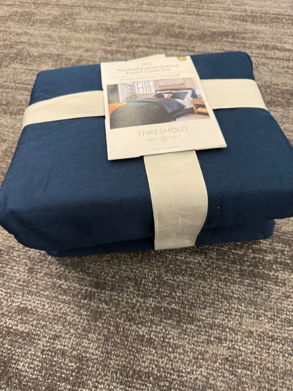 Threshold Navy Washed Cotton Sateen Duvet Cover Set